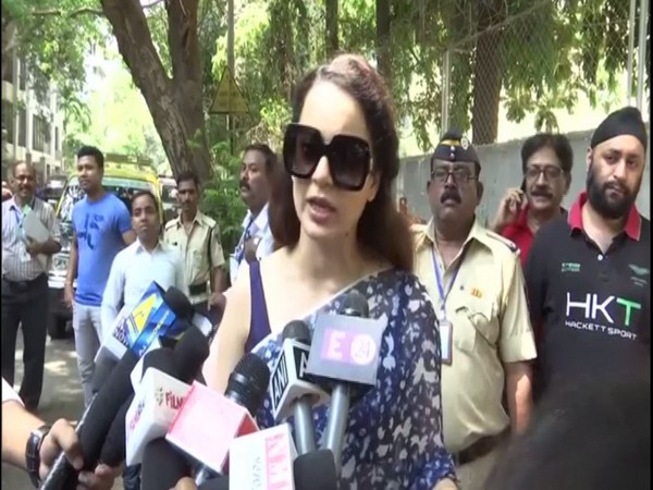 Kangana Ranaut speaking to reporters in Mumbai on Monday