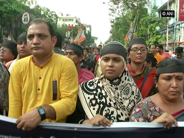 BJP women's cell participate in protest rally in  Kolkata on June 10. Photo/ANI