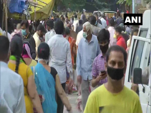 People violate social distancing norms in Delhi's Kotla Mubarakpur area amid lockdown. Photo/ ANI