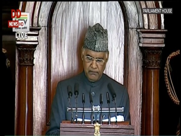 President Ram Nath Kovind addressing Parliament on Friday. (Photo/ANI)