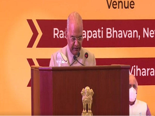 President Kovind addressed an event commemorating Dharma Chakra Parvattana, organised by the International Buddhist Confederation on Saturday. [Photo/ANI]