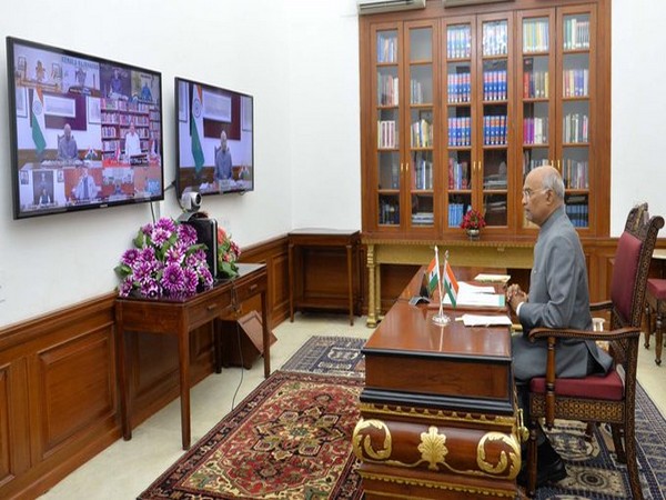 President Kovind interacts with governors and other officers via video conferencing on Friday.