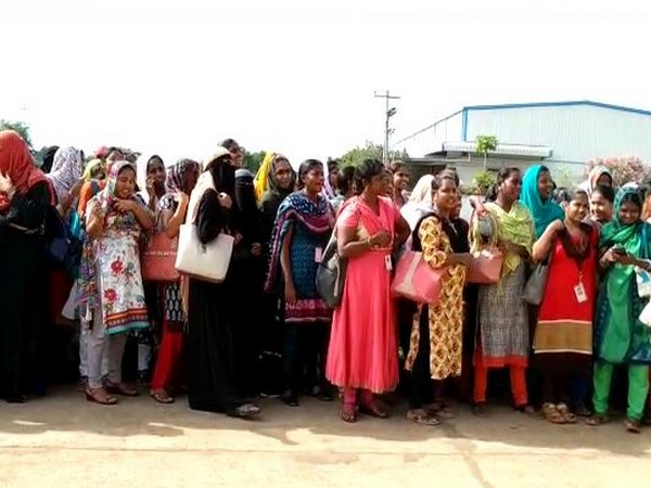Karvy BPO workers stage protest in Krishna district [Photo/ANI]