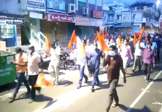 A visual of procession of devotees in Krishna, Andhra Pradesh on Wednesday. 