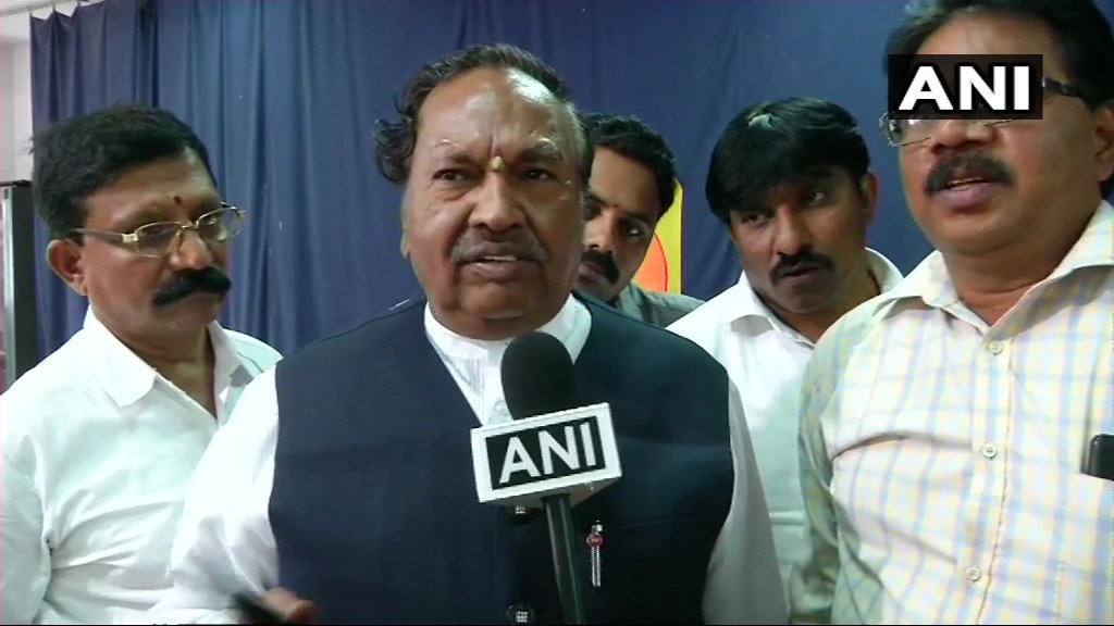 BJP leader KS Eshwarappa talking to ANI in Shivamoga on Wednesday 