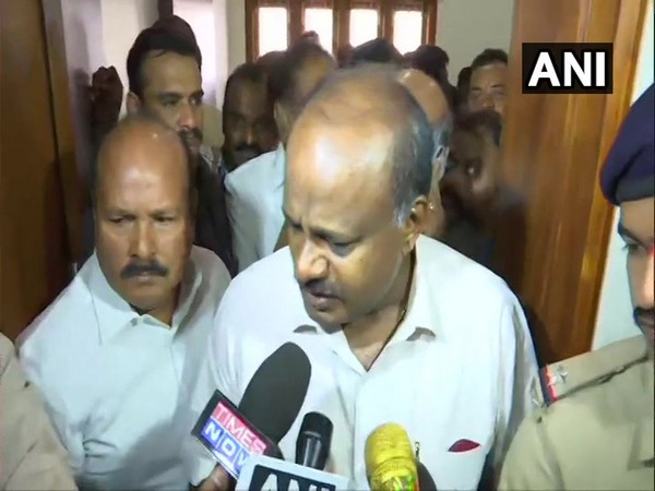 Former Karnataka chief minister HD Kumaraswamy speaking to reporters on Wednesday