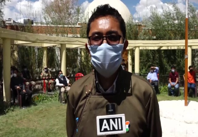Ladakh MP Jamyang Tsering Namgyal speaking to ANI on Wednesday. Photo/ANI. 