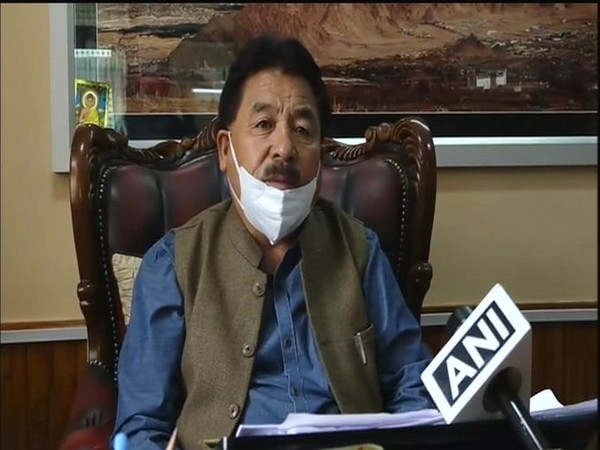 Ladakh Autonomous Hill Development Council (LAHDC) Chairperson Gyal P Wangyal speaking to ANI in Ladakh on Thursday. (Photo/ANI)
