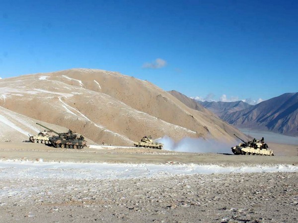 Indian and Chinese troops and tanks disengaging from the banks of the Pangong lake area in Eastern Ladakh on February 16. (Photo/ANI)