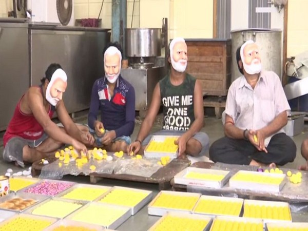 Workers preparing laddus in Mumbai on Tuesday. Photo/ANI