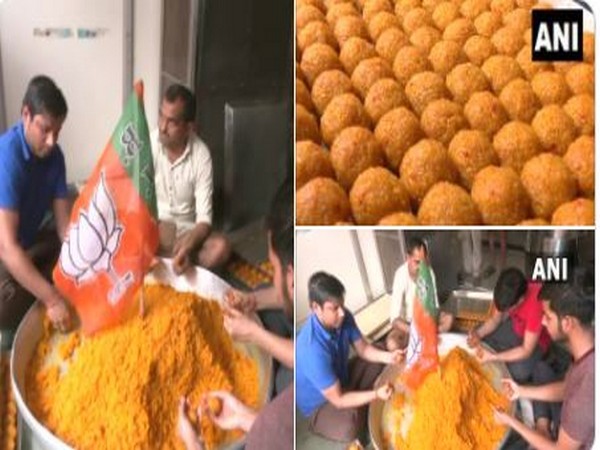 BJP party workers preparing laddoos (ANI)