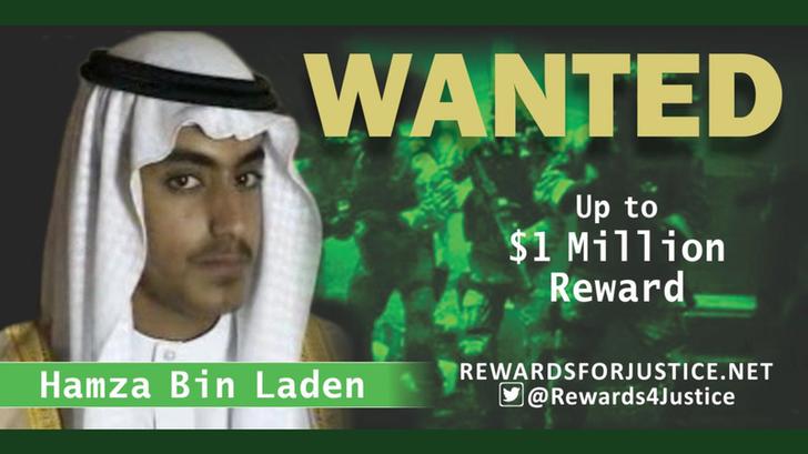 A photograph of Hamza bin Laden circulated by US State Department’s Twitter account  