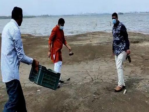 MP Shankar Lalwani during the cleanliness drive. 