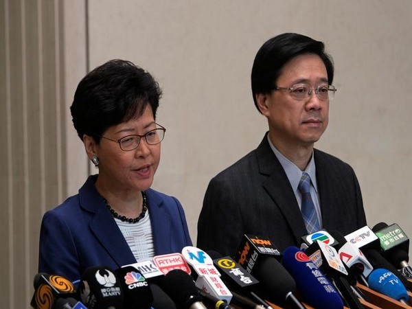 Hong Kong leader Carrie Lam addressing a press conference last month (file photo)