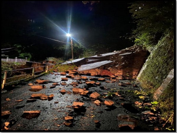 Landslide near Home Guard office in Shimla on Thursday night (Photo/ANI)