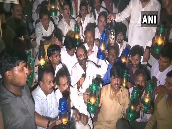 Congress workers staging 'lantern' protest against power tariff hike 