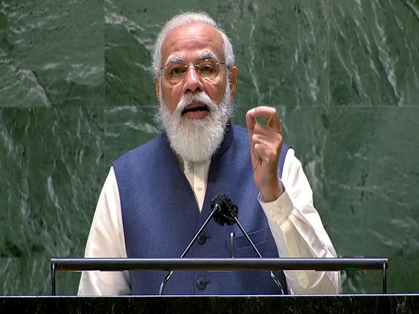 PM Modi addressing the 76th session of the United Nations General Assembly on Saturday.