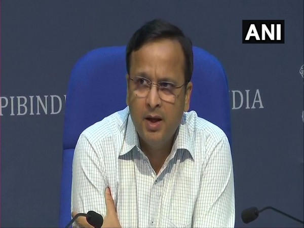 Lav Aggarwal, Joint Secretary, Ministry of Health and Family Welfare, briefing media about COVID-19 status in the country in New Delhi on Monday. Photo/ANI