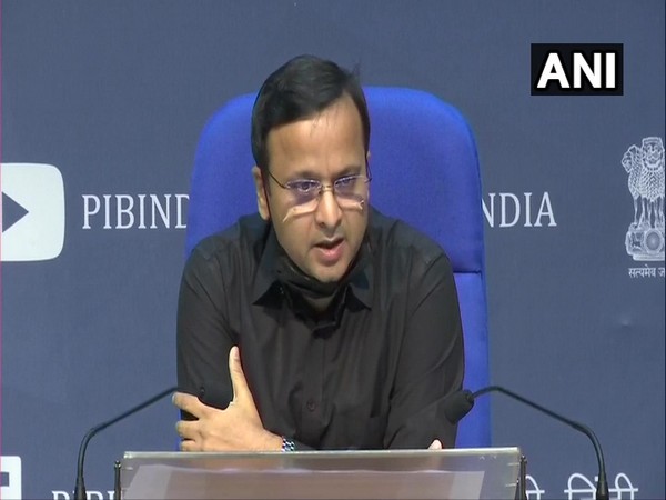 Lav Aggarwal, Joint Secretary, Ministry of Health and Family Welfare, briefing media persons about COVID-19 status in the country in New Delhi on Sunday. Photo/ANI