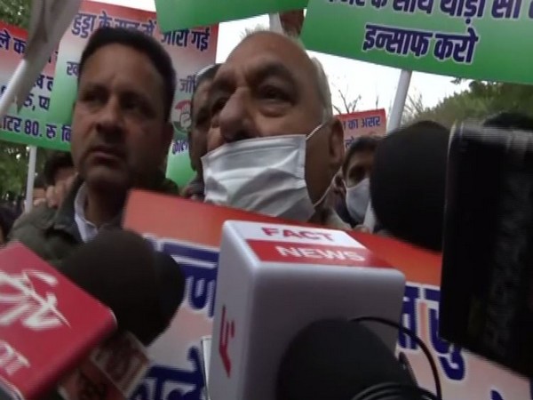 Former Haryana Chief Minister Bhupinder Hooda speaking to media during the march