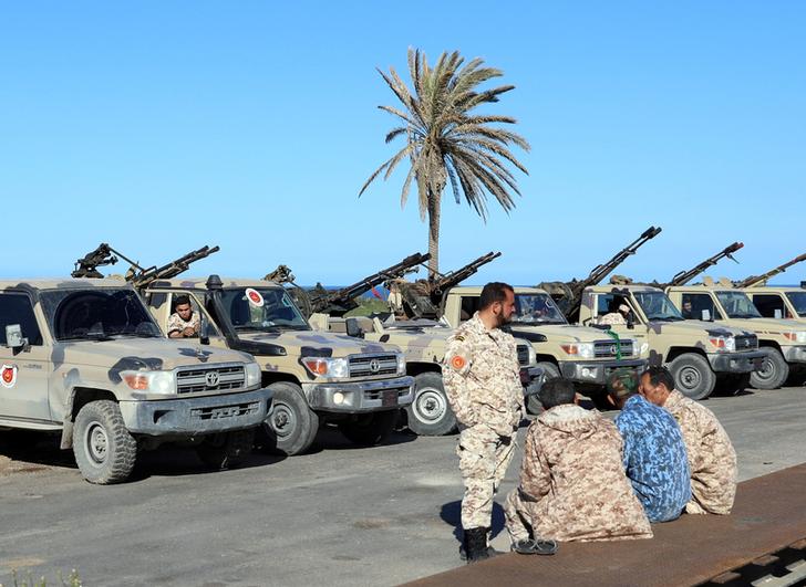 Military vehicles of Misrata forces, under the protection of Tripoli's forces, in Tripoli (Libya) Apr 6 (Image source: Reuters)