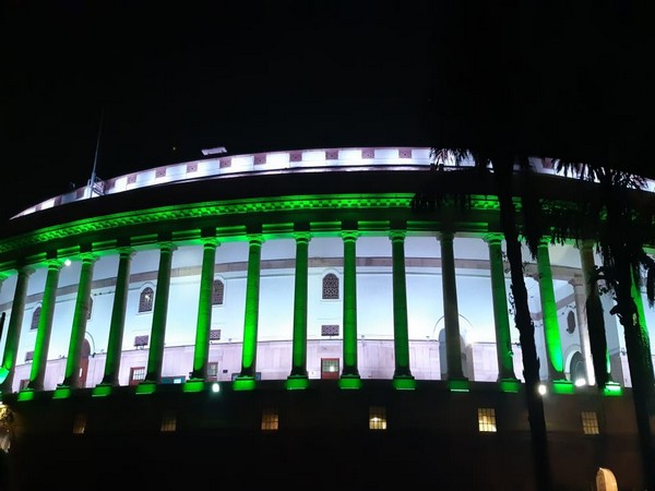 Parliament House decorated with permanent colorful lights