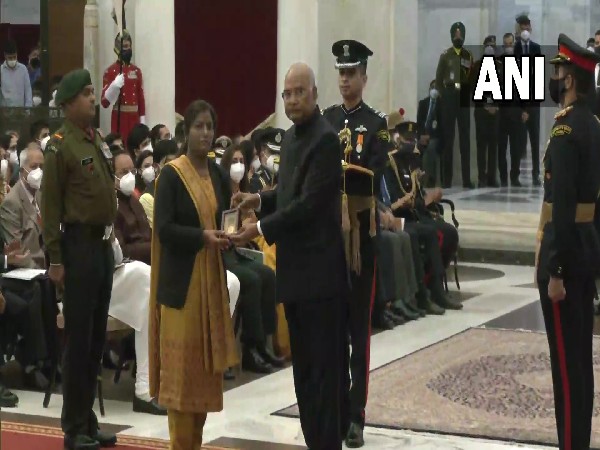 Sepoy Brajesh Kumar of Punjab Regiment of Indian Army accorded Shaurya Chakra posthumously (Photo/ANI)