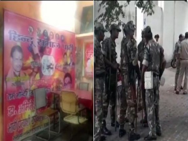 Hindu Samaj Party chief Kamlesh Tiwari's office in Lucknow where he was shot by assailants today. 