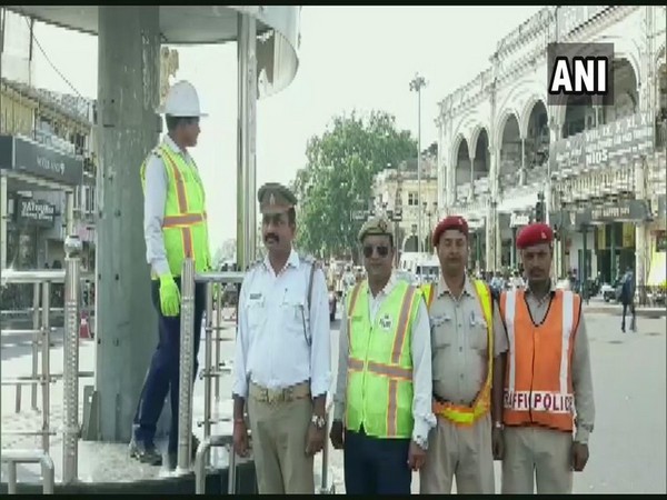 A traffic cop wearing the new cap in Lucknow