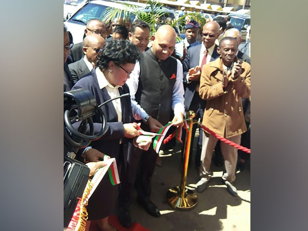 Indian envoy Abhay Kumar and Antananarivo mayor Lalao Ravalomanana jointly unveils ommemorative plaque of the Mahatma Gandhi road on Monday