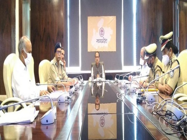 Chief Minister Shivraj Singh Chouhan during meeting with police offcials and district officials. (Photo/ANI)