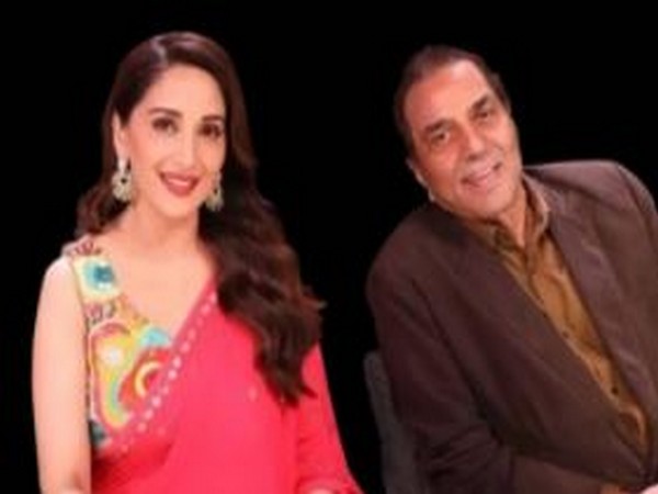 Madhuri Dixit with Dharmendra Deol (Image source: Instagram)