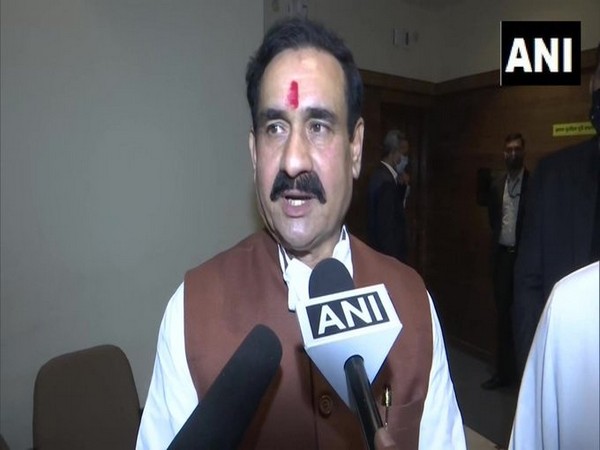Narottam Mishra, Madhya Pradesh Home Minister speaking to reporters on Sunday. 