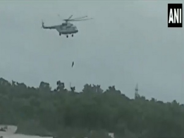 A visual of NDRF rescuing the person in Chhindwara, Madhya Pradesh. Photo/ANI