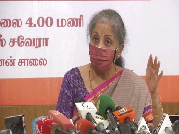 Union Finance Minister Nirmala Sitharaman addressing press conference in Chennai on Tuesday. (Photo/ANI)