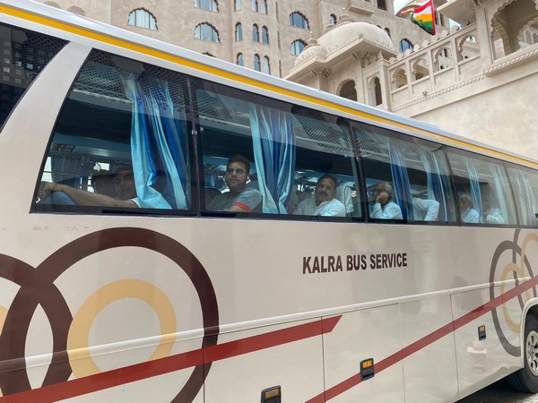 Rajasthan Congress MLAs leaving for the airport to be shifted to Jaisalmer. (Photo/ANI)
