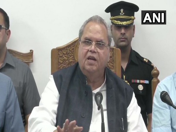 Jammu and Kashmir Governor Satya Pal Malik in a press conference on Wednesday. Photo/ANI