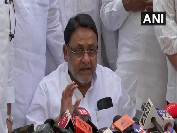 NCP leader Nawab Malik speaking at a press conference in Mumbai, Maharashtra on Tuesday. 