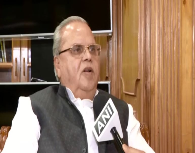 Jammu and Kashmir Governor Satya Pal Malik speaking to ANI in Srinagar on Saturday. Photo/ANI