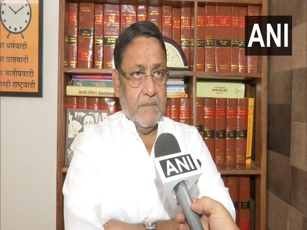 NCP leader Nawab Malik speaking to ANI in Mumbai on Monday 