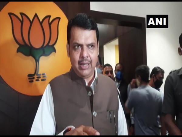BJP leader and former Maharashtra Chief Minister Devendra Fadnavis speaking to reporters in Pune on Sunday. (Photo/ANI)