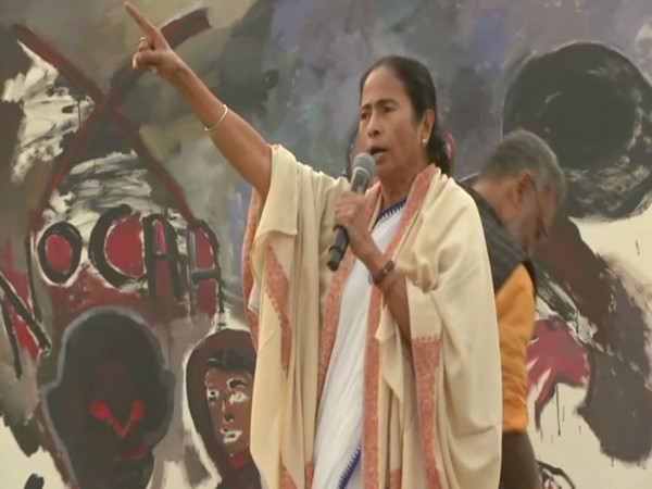 Chief Minister Mamata Banerjee speaking at a public gathering in Kolkata on Friday. Photo/ANI