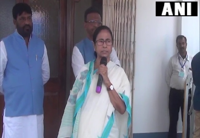 West Bengal Chief Minister Mamata Banerjee speaking at a press conference in Murshidabad on Thursday. 