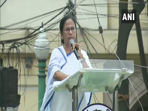 West Bengal Chief Minister Mamata Banerjee while addressing the crowd during Martyrs' Day rally in Kolkata on Sunday. Photo/ANI
