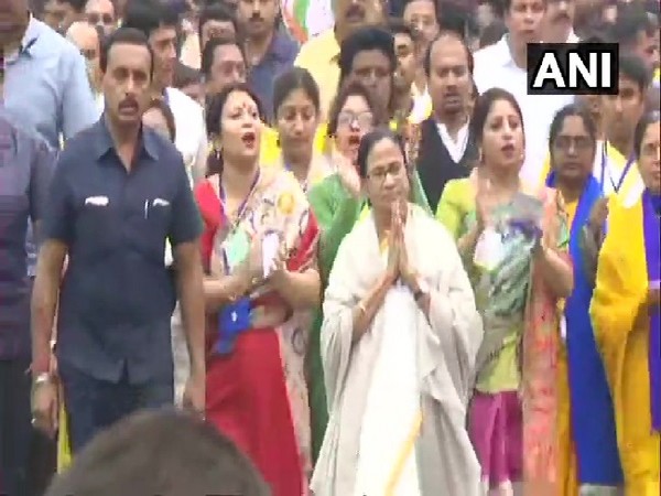 West Bengal Chief Minister Mamata Banerjee at a protest march in North 24 Parganas on Thursday.