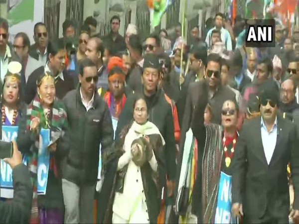 Chief Minister Mamata Banerjee at the march in Darjeeling on Wednesday.