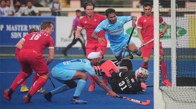 India and Canada in action during the match. (Photo/ Hockey India)