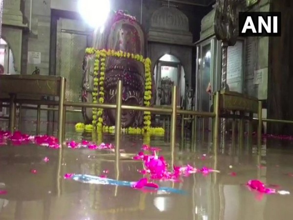 Visuals from the Pashupatinath Temple with Shivna river water inside on Tuesday in Mandsaur in Madhya Pradesh. Photo/ANI