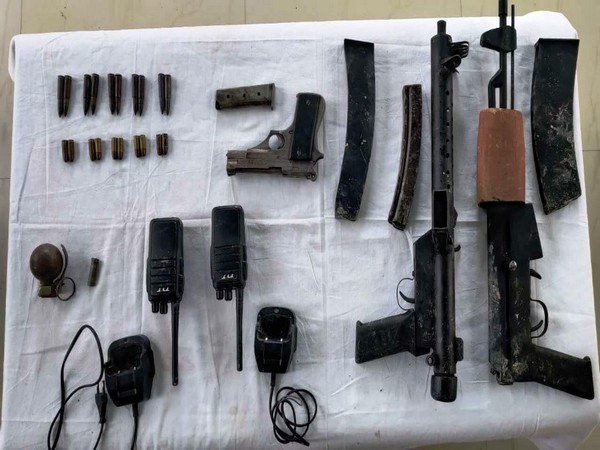 Joint team of Assam Rifles and police recovered cache of arms and ammunition on Tuesday. (Photo/ANI)