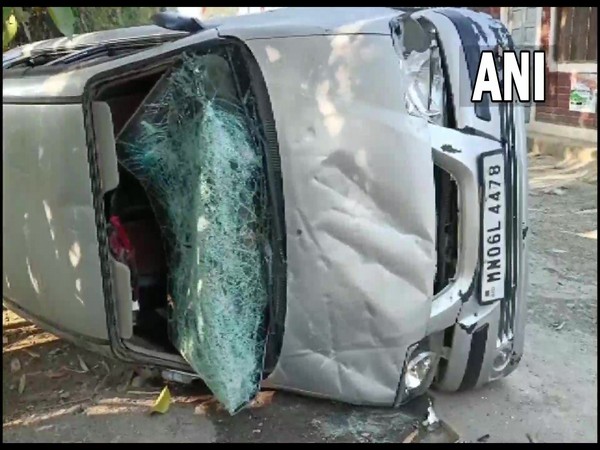 Damaged car after the clash between BJP and Congress supporters in Manipur. (ANI/Photo)
